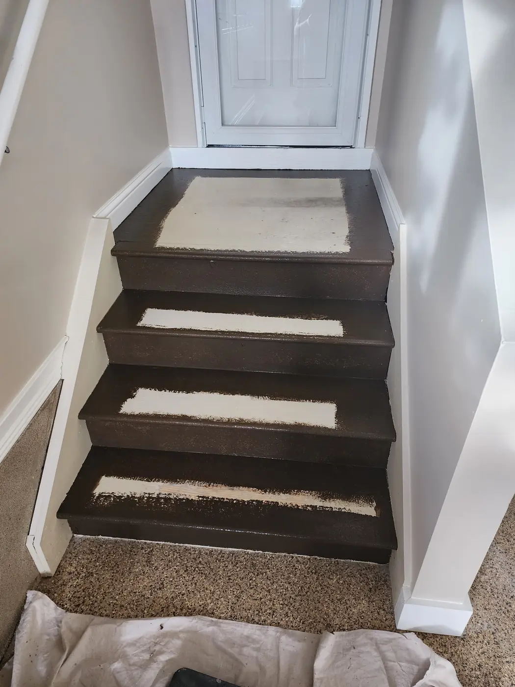 Indoor staircase before repainting in West Chicago, IL